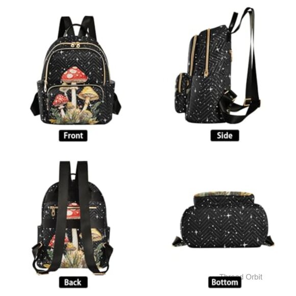 Small Quilted Backpack Purse Daypack Travel Bag Water Resistant Polyester